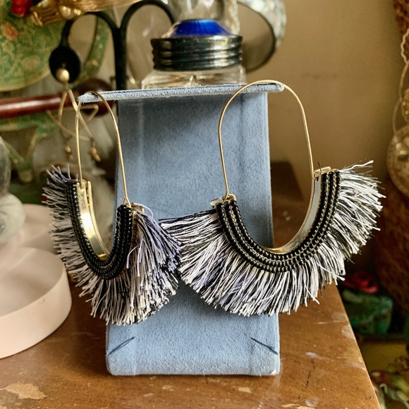 Sugarfix - Black & White Fringe Earrings - Sugarfix BaubleBar - Picture 5 of 6